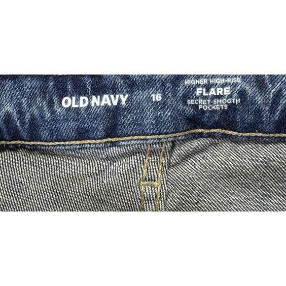 Old Navy Jeans Size 16 Womens Higher High Rise Flare 36x32 Medium/Dark‎ Wash - Picture 3 of 9